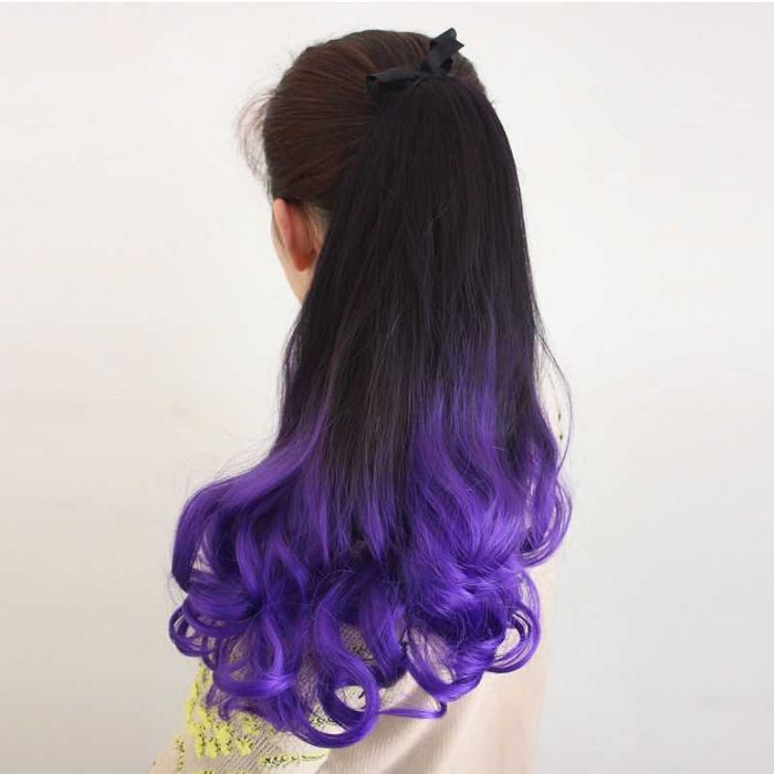 Цветни омбре прави и къдрави опашки