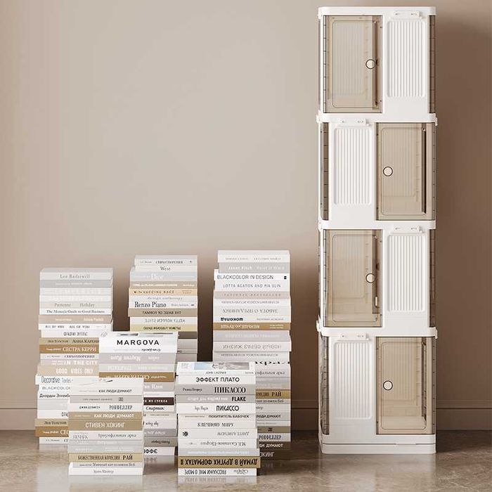 Вращающаяся модная книжная полка Складная пластиковая книжная полка