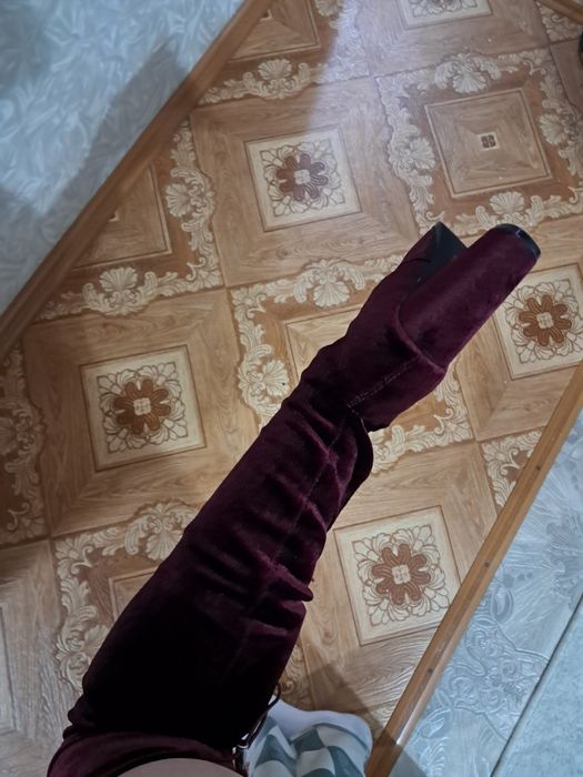 Сапожки -чулки,бордовые