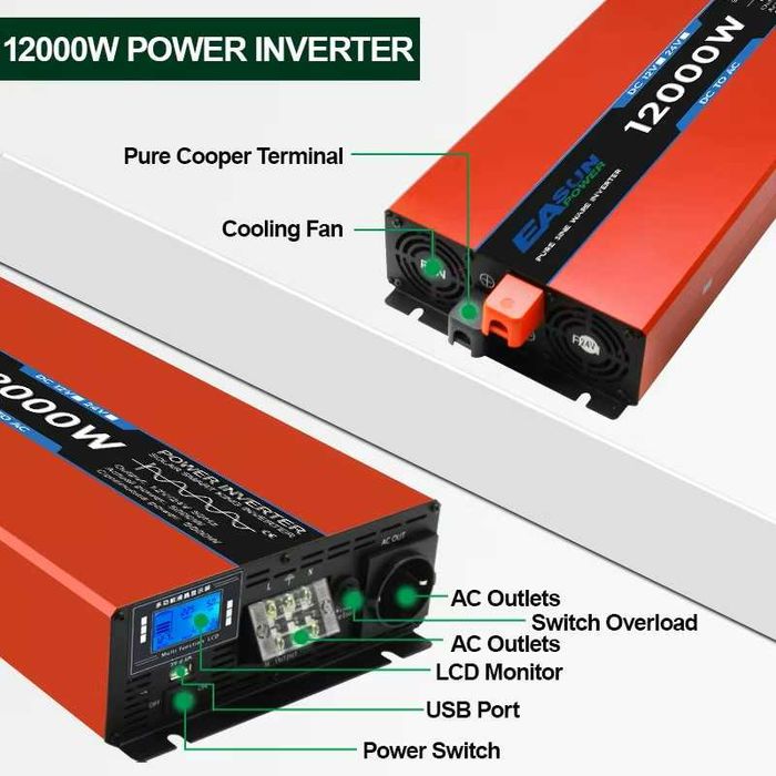 Invertor EASUN, 24V,12V 4000W, 5000W, 8000W , sinus pur, Model Nou!