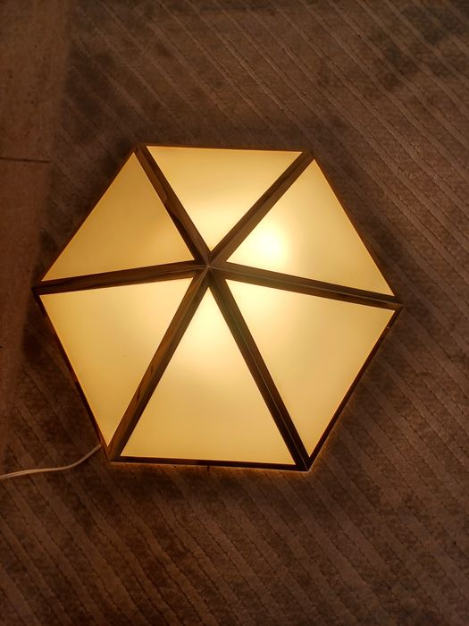 Accesoriu decor lumina vintage colectie alama opalina Austria 1960