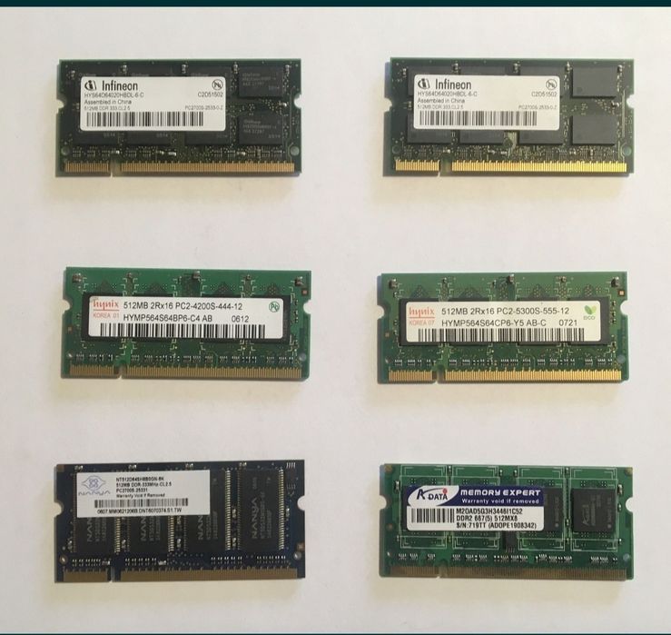 Memorie Laptop DDR2 512 Mb - 6 buc. / 2 Gb DDR3 - 2 buc. / 4 Gb DDR3