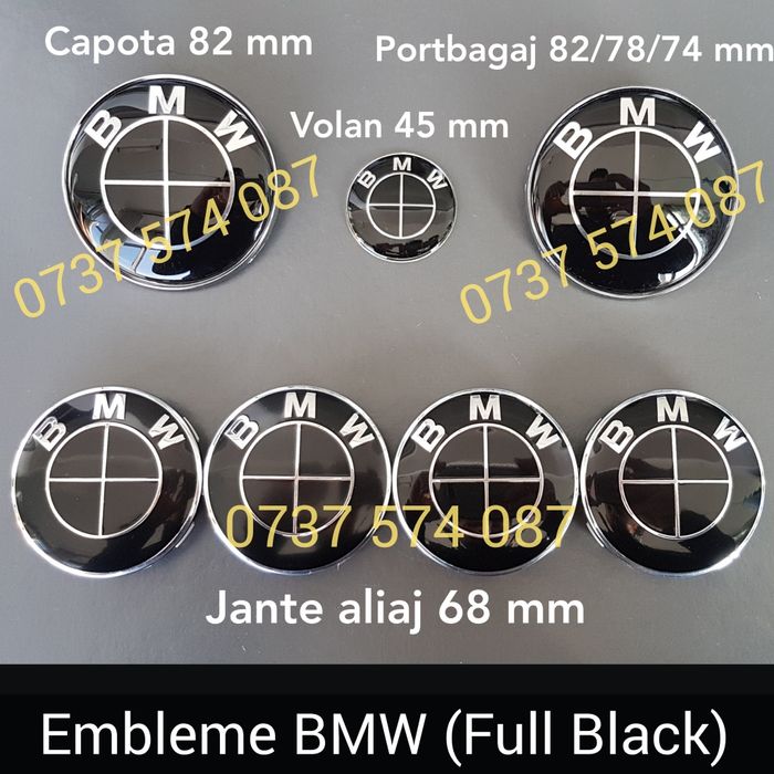 Set Embleme BMW capota / portbagaj volan si jante