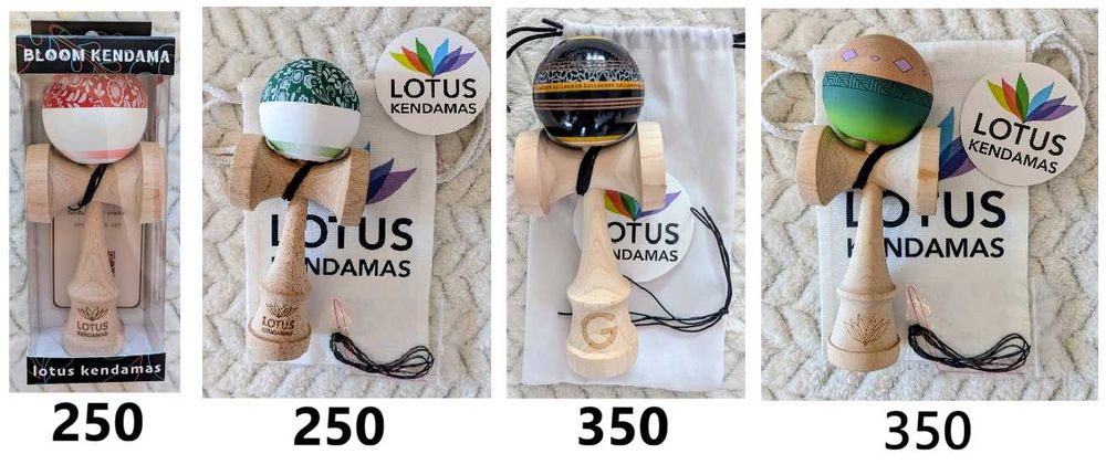 Kendama LOTUS: Gallagher/Bloom/ET Pro Mod, Antiskid/Sticky/Crushable bevel, base hole, Maple/Beech Ken (Pret pe bucata!)