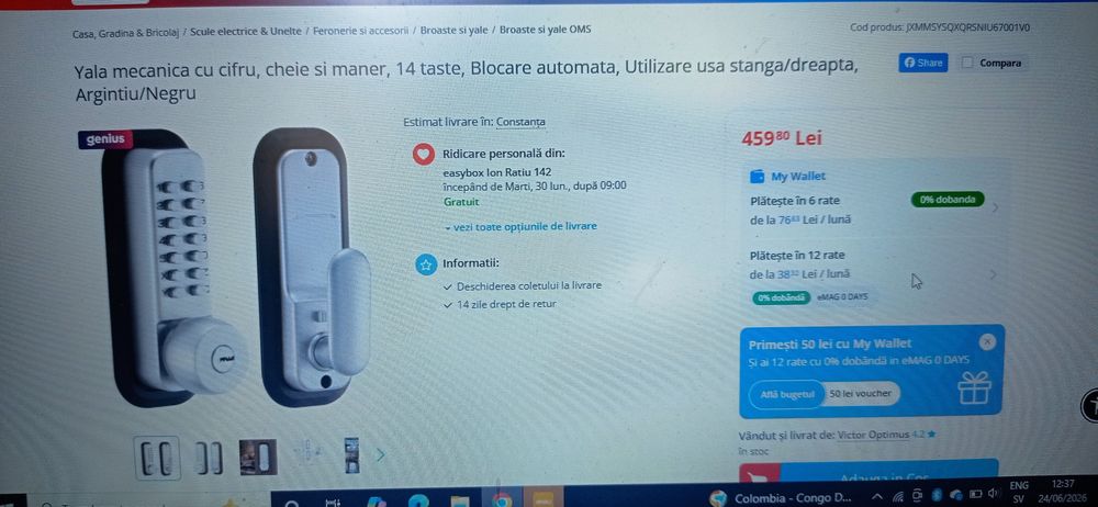 Yala mecanica cu cifru, blocare automata