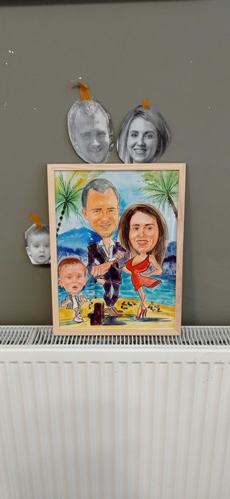 Caricatura pictata la comanda(nu digitala) portrete reale