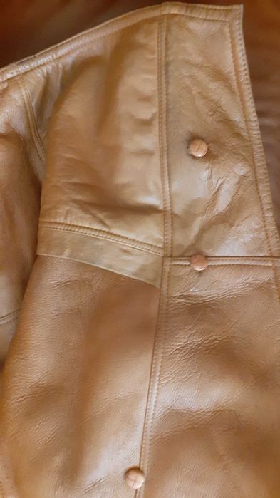 дамско палто кожух, естествена телешка кожа, кафяво супер