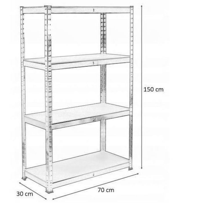 Стелаж за съхранение, Метален, MDF, 4 нива, 70 х 30 х 150 см