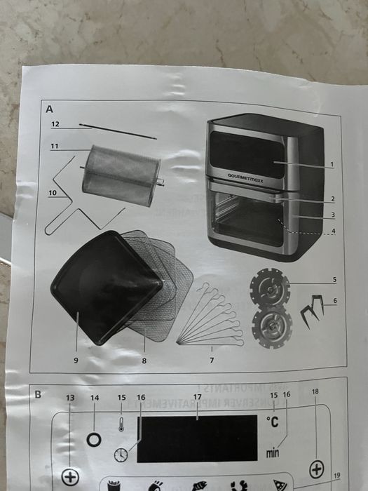 Фритюрник с горещ въздух (Airfryer)GOURMETmaxx XL 12L 1800W – като нов