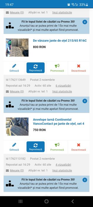 Vând diferite jante auto