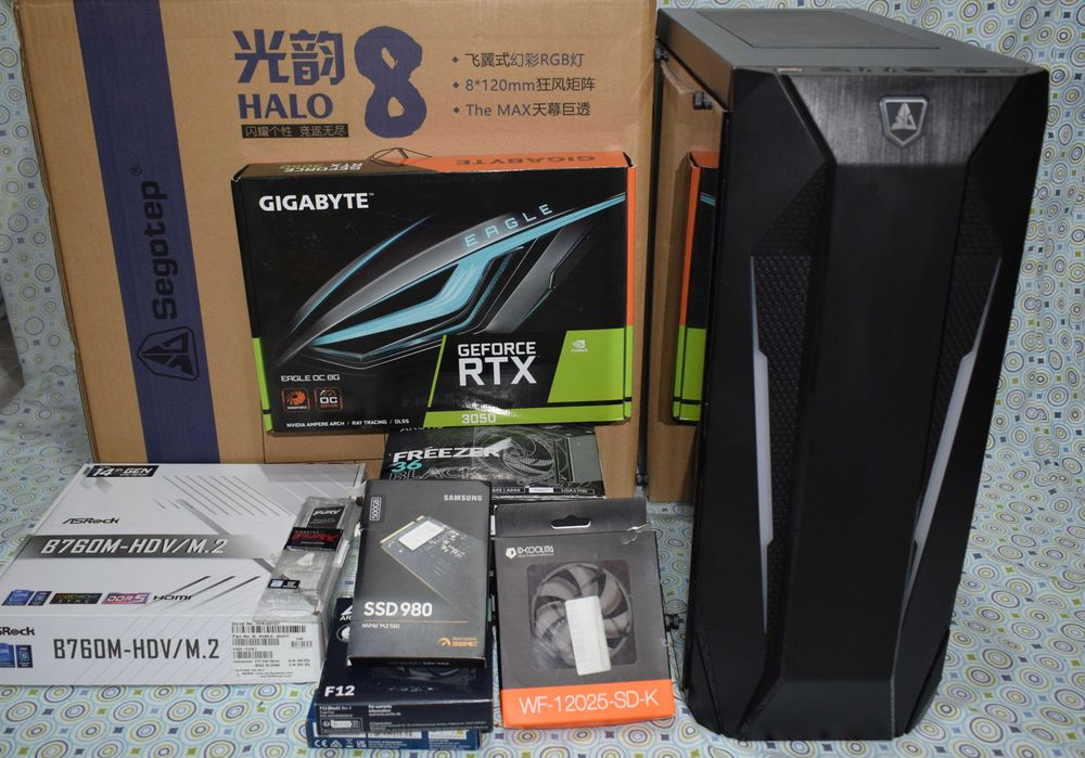 gaming pc unitate I5 12400 RTX 3050 8G SSD M2 32 GDDR5 2.5GbLAN RGB 80+gold