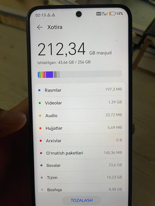 Honor X 7 C  telefon tezda sotish kerak karobka xujjatlari bor