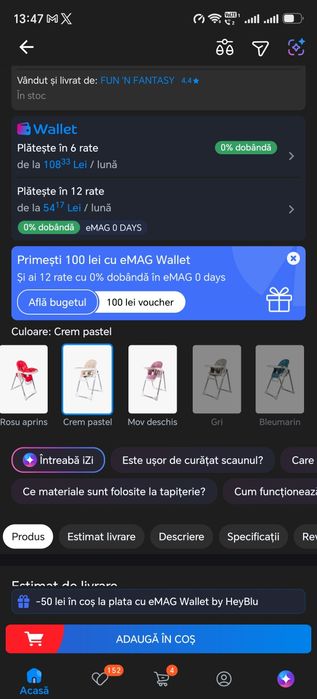 Scaun de masa pentru copii BUF BOOF bleumarin reglabil cu accesorii