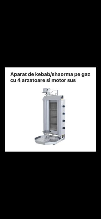 Aparat de kebab/shaorma pe gaz cu 4 arzatoare si motor sus