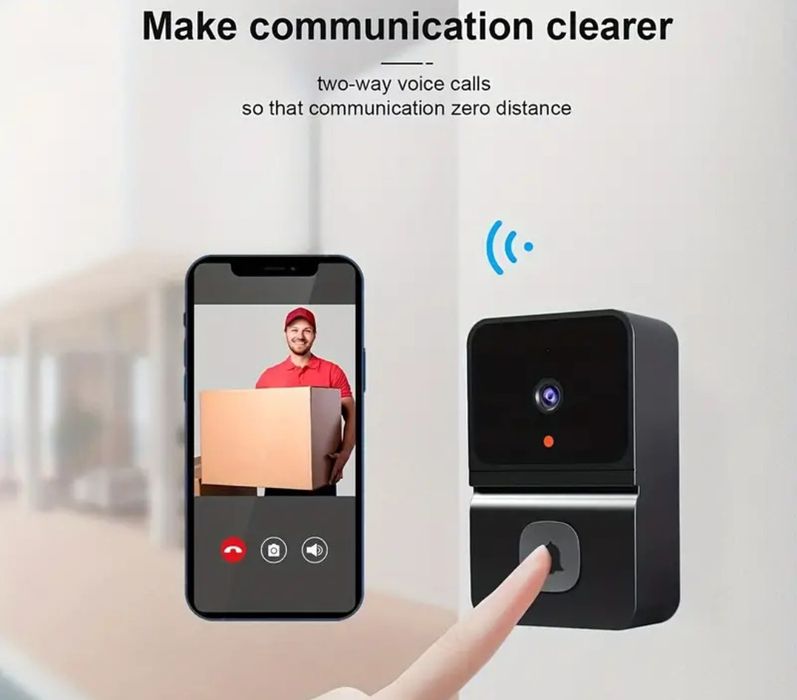 Умен Безжичен Видео Звънец с Двупосочно Аудио, HD Нощно Виждане, USB