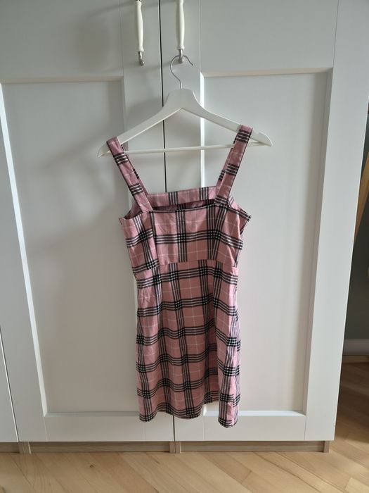 Розова карирана рокля H&M