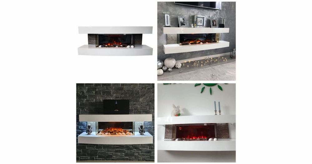 Șemineu electric 3D ElectricSun Paula 120 cm, alb, cu încălzire și sunet