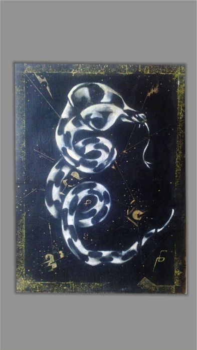 Картина маслом. "Год Змеи". Отличный подарок.