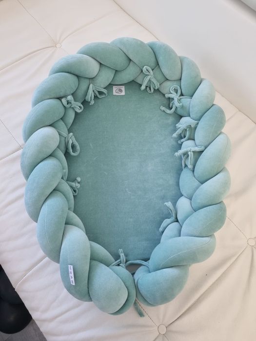 Babynest 2 în 1 pentru copii, cu margini împletite, din bumbac.