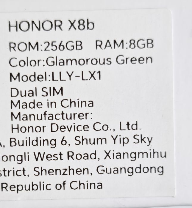 Honor x8b 8/256 4G