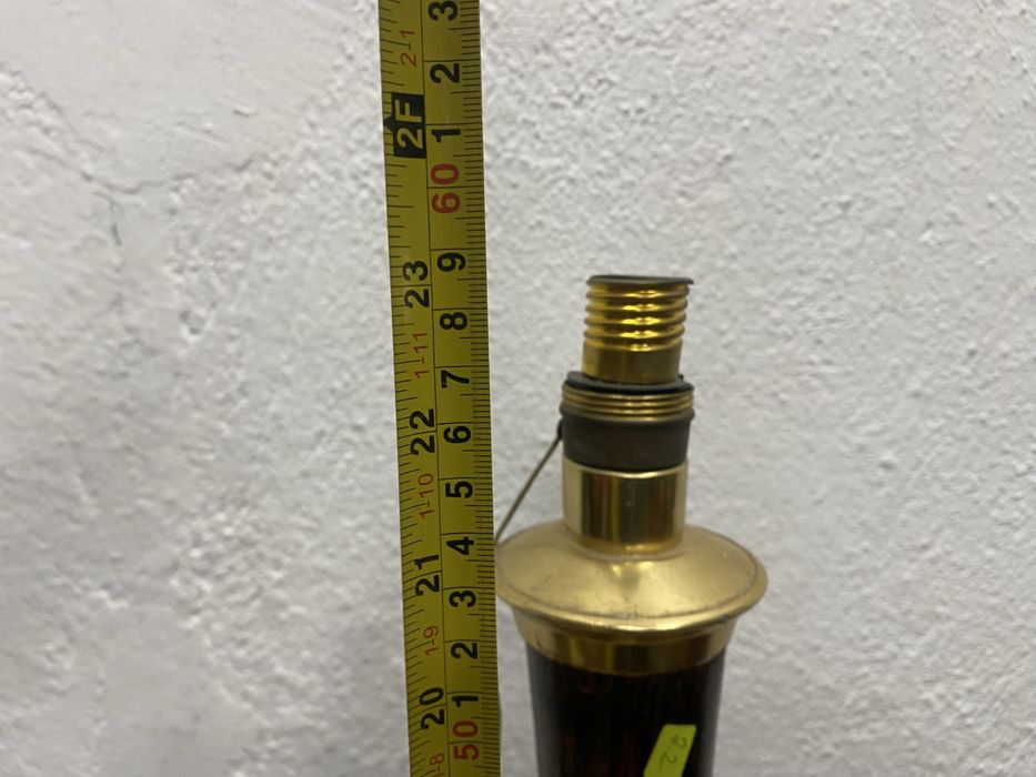 Винтидж настолна лампа дърво и месинг Дания