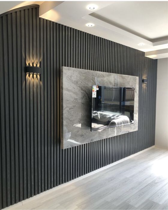 Установка гибкого мрамора и тв зон