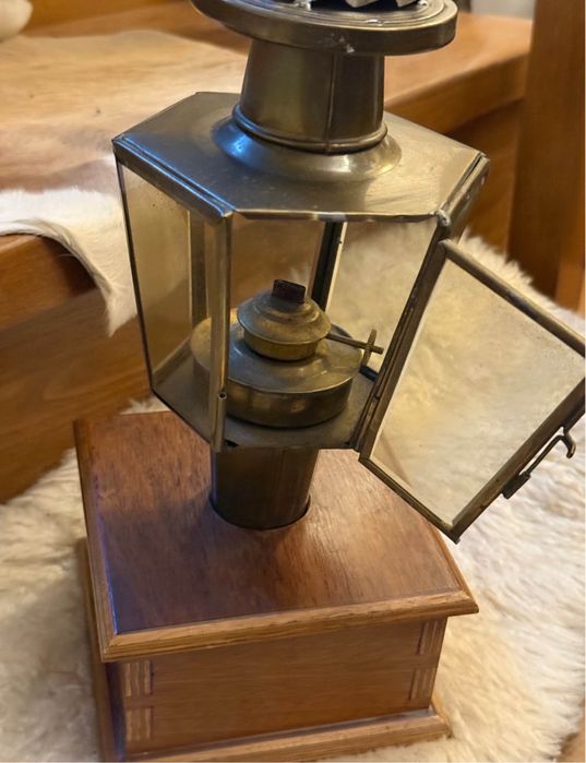 Felinar tip bronz alama cu suport lumanare deco retro