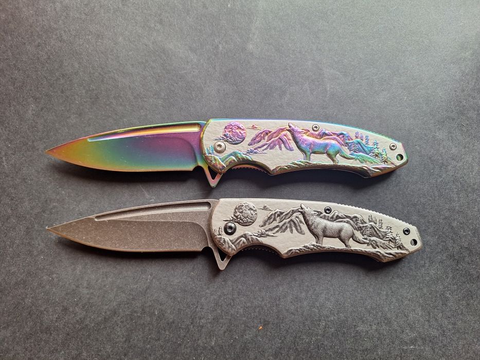 Сгъваем полуавтоматичен 3D релефен нож-Вълк