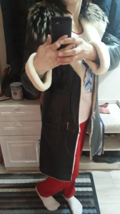 Дубленка из мокрой кожи и овчины