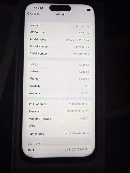 Iphone 17 pro max 1TB