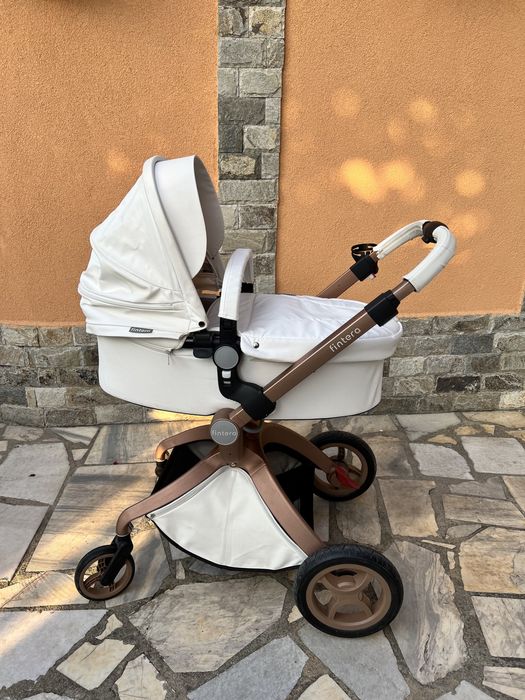 Детска количка Fintera 2в1 еко кожа бяла