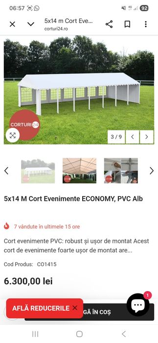 Cort evenimente 5 x 14 m de vanzare