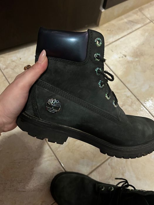 Bocanci Timberland negri cu banda holografica