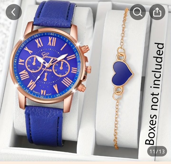 Луксозен комплект -дамски кварцов часовник и гривна,висококачествена к