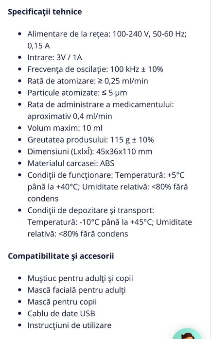Inhalator portabil,aerosoli