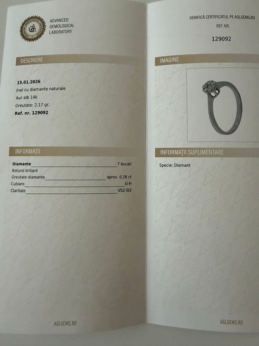 Inele aur cu diamnate si certificat