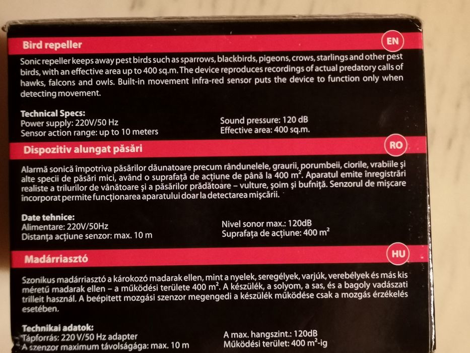 Aparat pentru alungat păsări