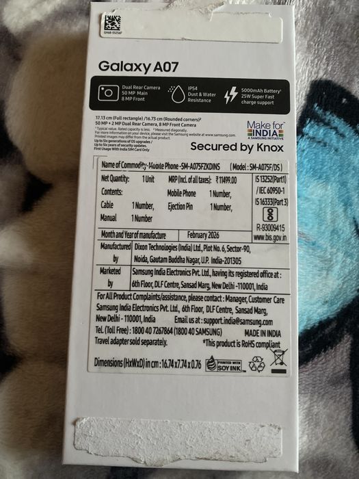 Samsung galaxy A07 impecabil cumparat in 08.04.2026 nu am ce sa fac cu el pret negociabil nu ofer transport