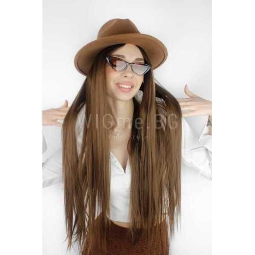 Дълга кестенява перука с черни корени Сидни