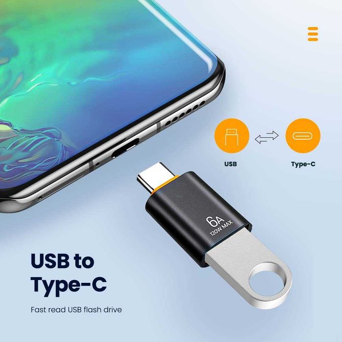 Адаптер   с USB OTG на Type C,  USB типа «мама» на USB «папа»
