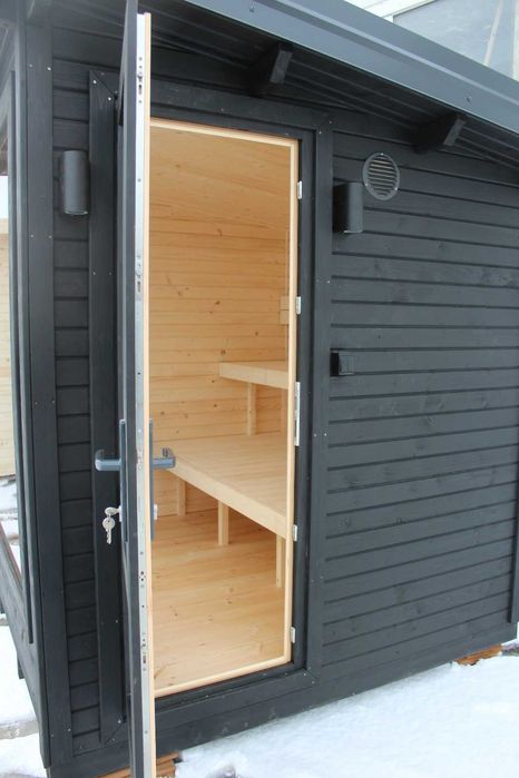 Sauna panoramica exterior model SQUARE 2MX2MX2.4M lemn sau electric