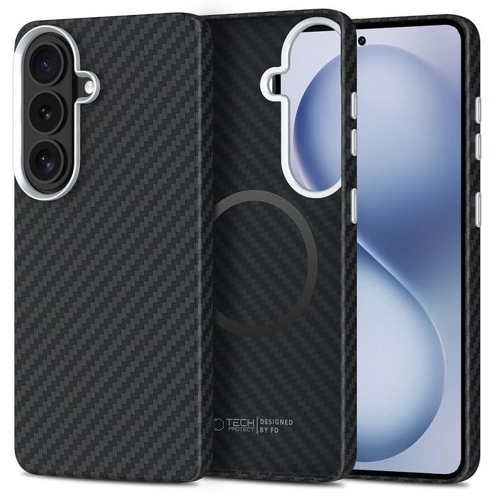 Tech-protect ion carbon magsafe за samsung galaxy s26 - black/silver