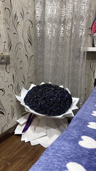 Роза из атласных лент букеты 121 шт