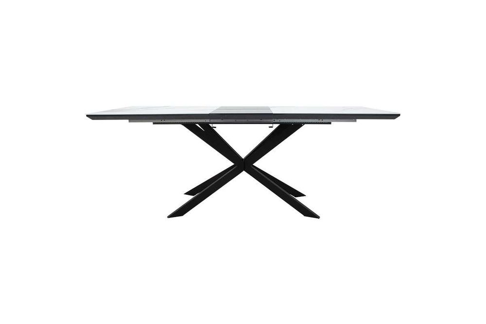 Голяма разтегателна маса Palan, MDF, бял мрамор, 160-200x80x77cm