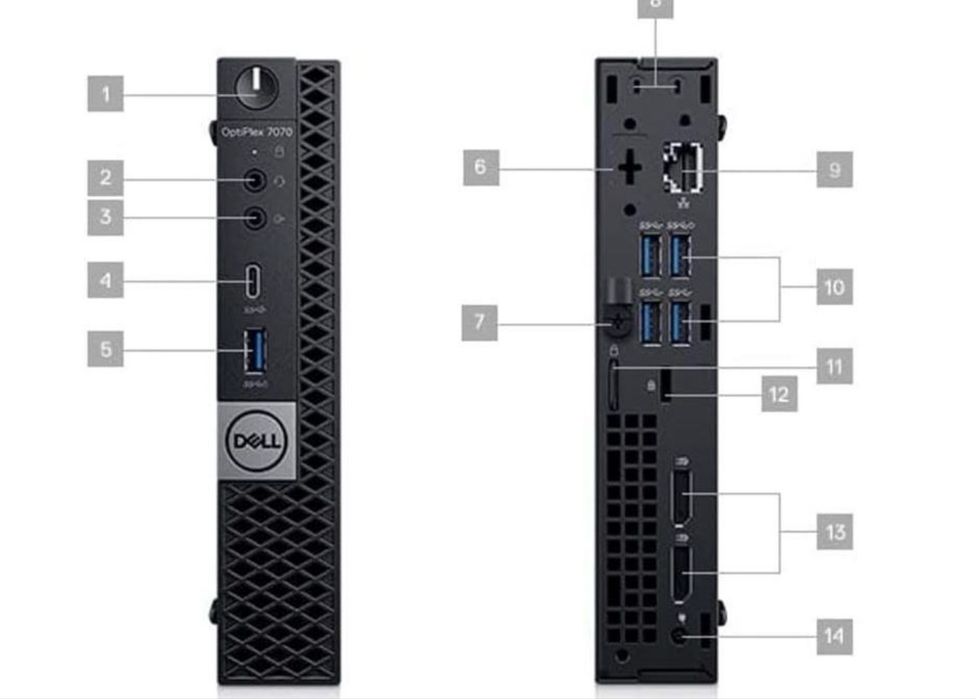 Мини Dell OptiPlex 7070 Micro / i5-9600T / 8GB RAM / SSD 256GB mini pc