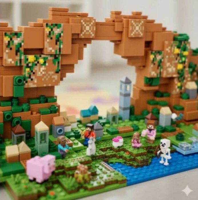 Конструктор за изграждане Minecraft World 836 части с LED светлини