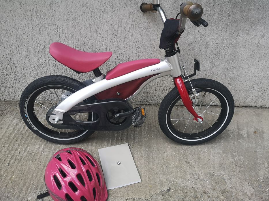 Bicicletă copii BMW Kidsbike 14 Zoll 2 in 1 rosu/gri+casca orig. BMW