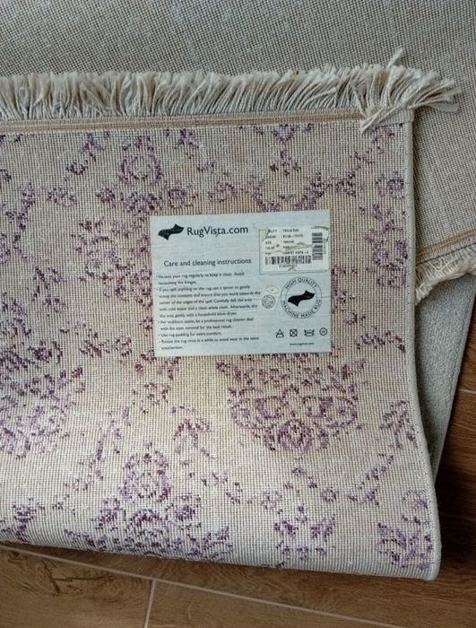 covor rugvista 100 x 160 100x160 cm crem cu frunze mov stare impecabil