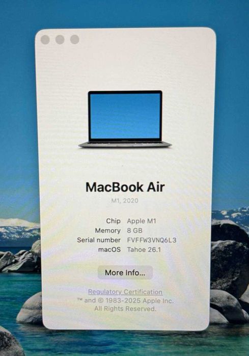 MacBook Air space grey 13.3 Inch 2K Retina Chip M1 CPU 8 8GB/128GB 96%