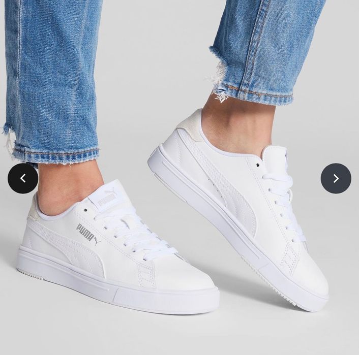 PUMA. Кожаные белые женские кроссовки